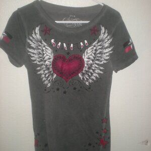 SINFUL By AFFLICTION  Brand  T-Shirt    NWOT  Gray  Size Medium  Wings
